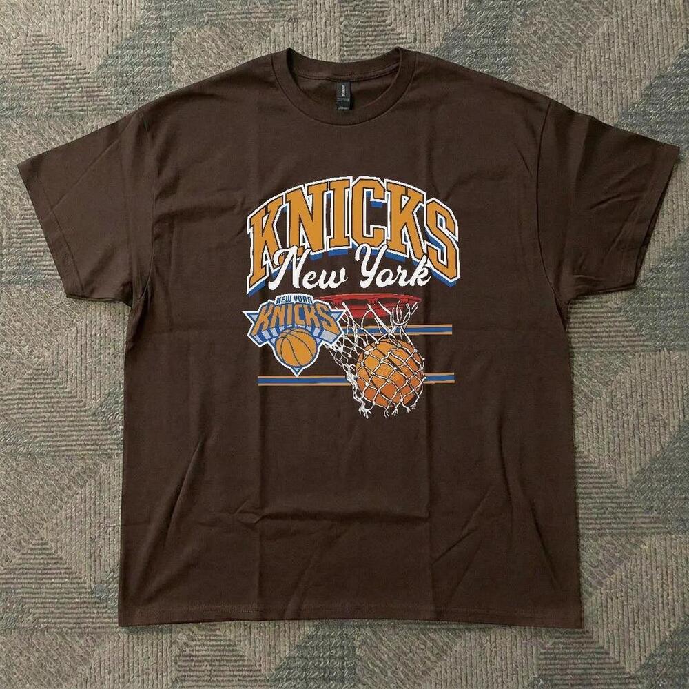 Brown New York Knicks Basketball T Shirt